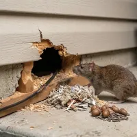 rodent outside of hole in house