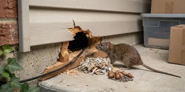 rodent outside of hole in house